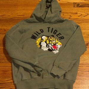 Zara Olive Green Kids Hoodie with Tiger Design